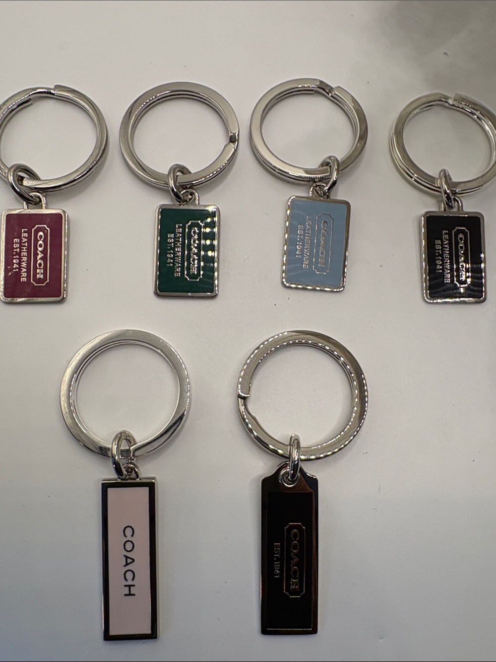 Coach 6 assorted Tag keychains.